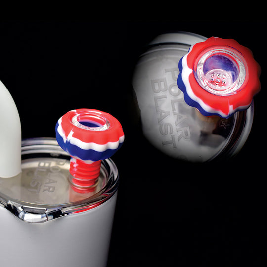 Red, white, and blue unbreakable bowl